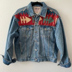 Vintage Jensen Smith Cowboy Code Denim and Woven Blanket Jacket
